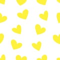 Seamless pattern hearts yellow color vector illustration